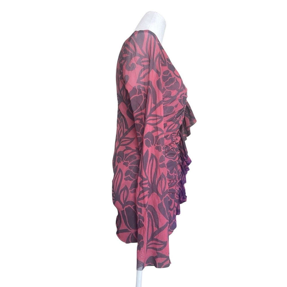 Vintage Y2K Sweet Pea Mesh Nylon Long Sleeve Ruffle Top Sz L Whimsical Fairy - Picture 4 of 10
